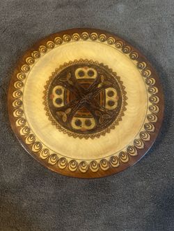 Beautiful Vintage Zambrów Poland Hand Carved Wooden Wall Decor - 10.5”, with Original Tag