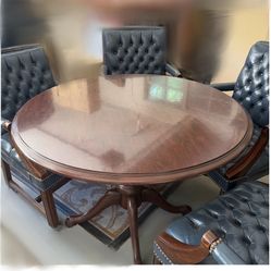 Conference Table & 4 Leather Chairs - Matching Executive Office Furniture Set In Another Listing