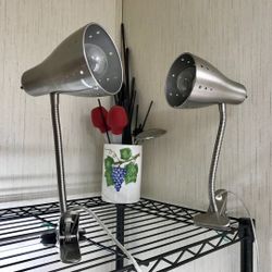 Adjustable Neck Clamp On Lamps With LED Grow Light Plant Bulbs.