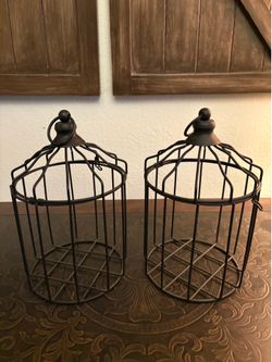 2 Black  metal decorative Birdcages