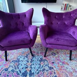 Violet Wide Tufted Velvet Wingback Chair (Set of 2)