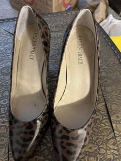Ellen Tracy Animal Print Leather Cody Pumps Size 7