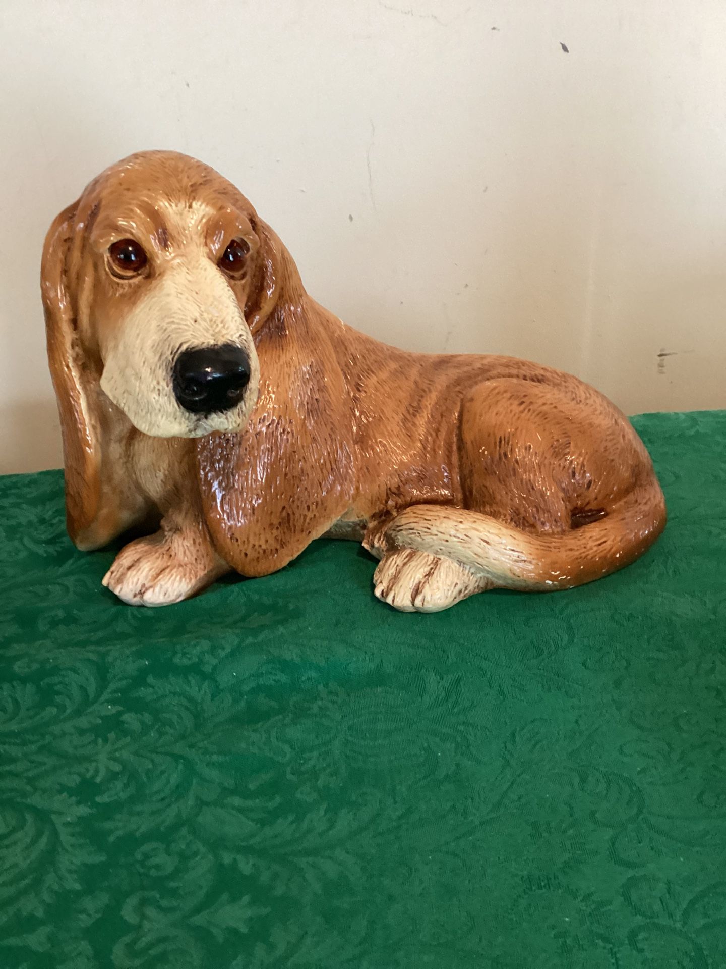 Vintage Large Basset Hound Dog Statue Brown & Tan 12” Long Homco 