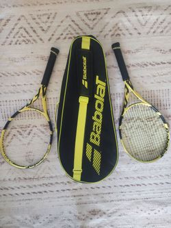 2 Babolat Pure Aero Tour 315g Tennis Racquets 4 1/4 L2  10/10 Free Babolat bag