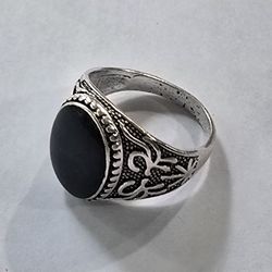 MENS NEW SIZE 9 EBONY BLACK QUALITY TITANIUM SILVER NEW RING
