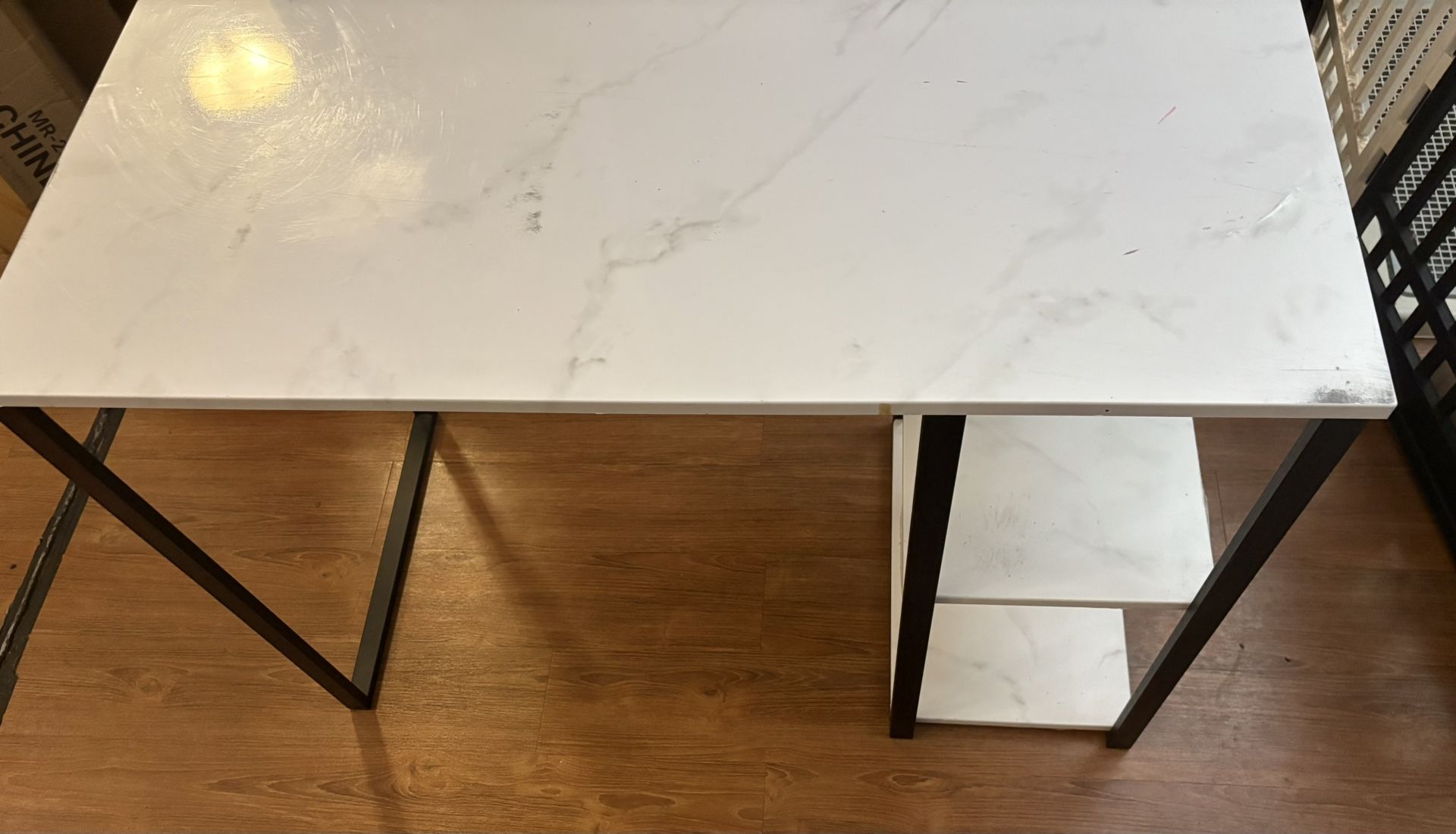 White marble top desk