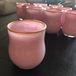 2.75” Hand-painted Pink Votive Candle Holders