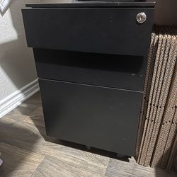 Black Three Drawer File Cabinet On Wheels