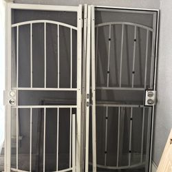 Two 32 x 80 Security Doors White Good Condition