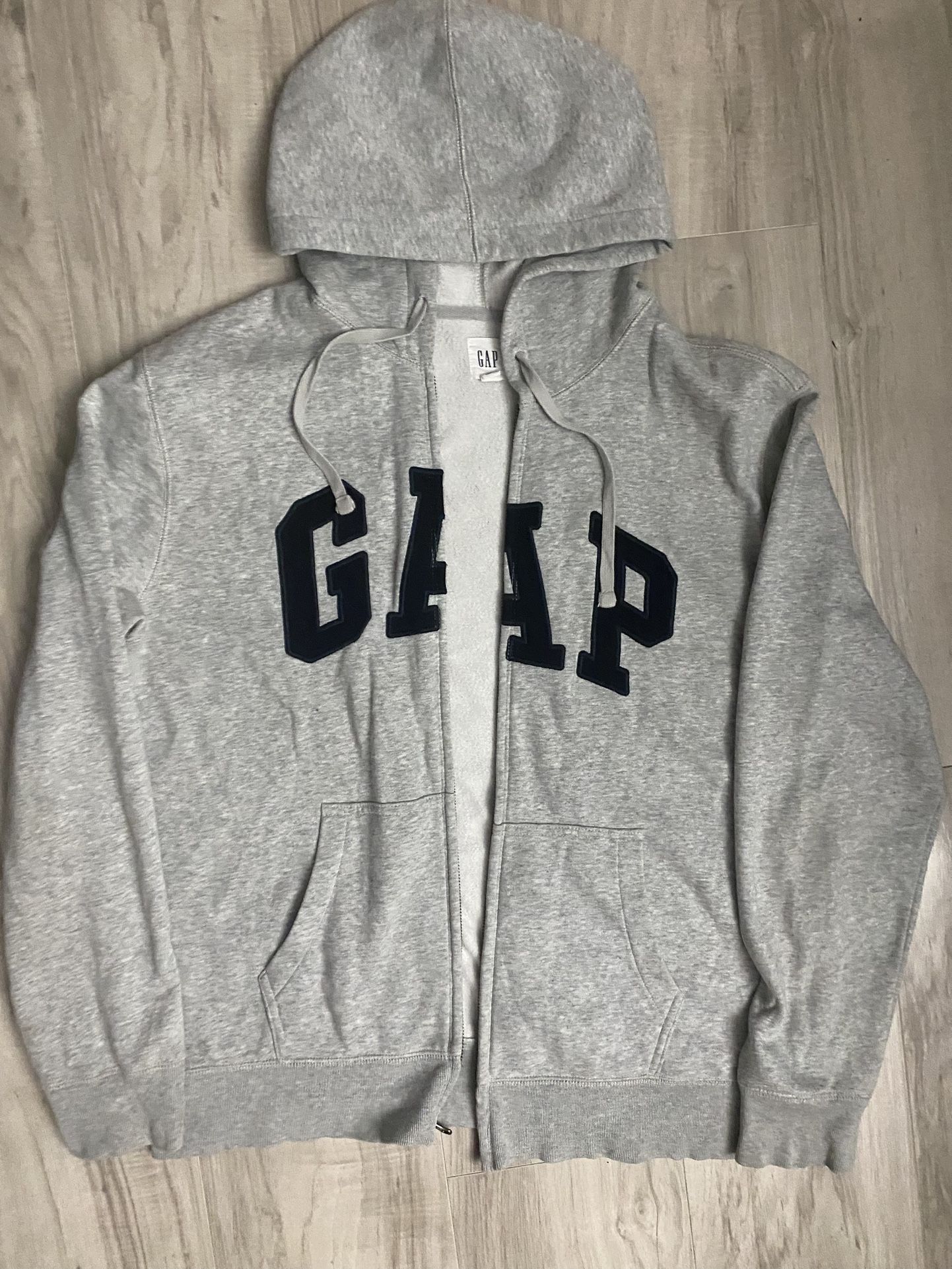 Grey GAP Zip Up Hooded Sweater Size L