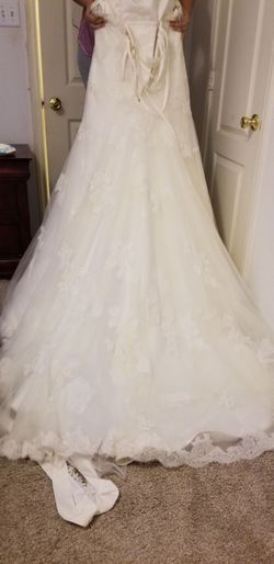White A-Line Wedding Dress with Lace