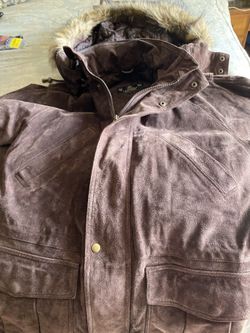 Men’s Leather jacket, with hood- L