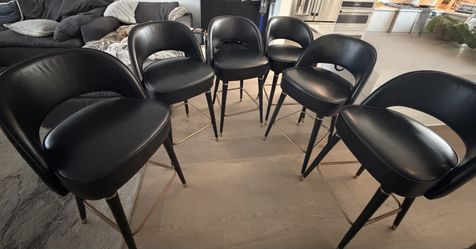 RH Blair Leather Barstools — Set of 6
