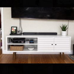 White Post Modern Tv Stand 