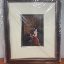 Beautiful Wood Framed Topless Chinese Woman Art Print 