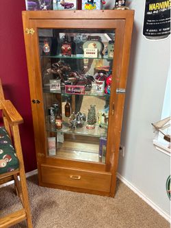 Four Shelved Wooden Trophy Case