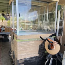 Large Glass Display Cases – Wood Base – Sliding Doors – Light Setup Included