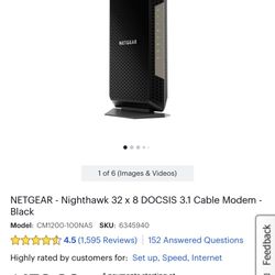 Netgear Nighthawk 32 X 8 Docs is 3.1 Cable Modem