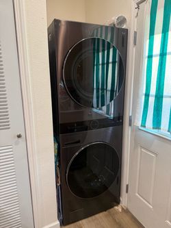 LG WashTower Stackable Washer & Dryer - Black Steel
