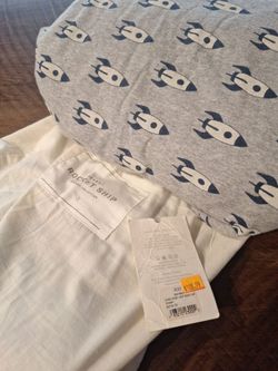 Restoration Hardware Queen Jersey Rocket Ship Bedding Collection RH