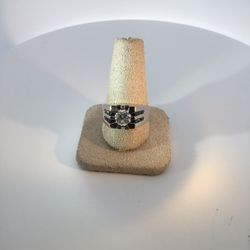 Gents White 18Karat White Gold Channel Set Fashion Ring Size 10 With One =1.01Ct Round Diamond And = 0.80Tw Round Diamonds 