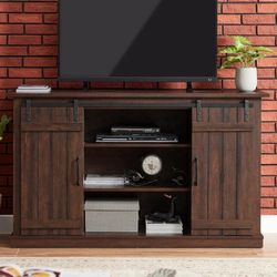 New Brown Barn Door TV Stand In Box