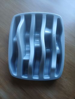 Slow Feeder Dog Bowl Blue Plastic