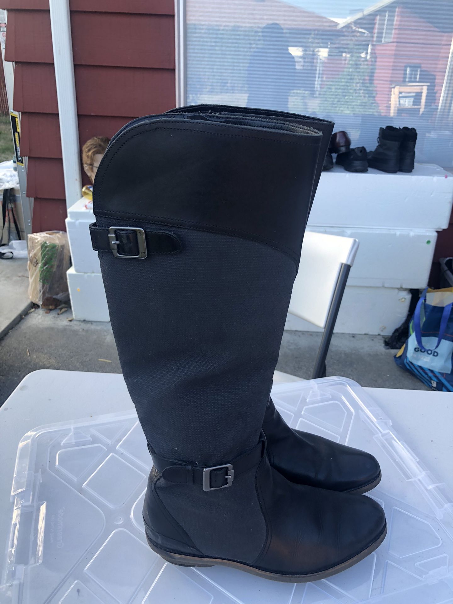 MERRELL ADALINE TALL RIDER Women’s Black REAL LEATHER KNEE HIGH BOOTS Size 9.5