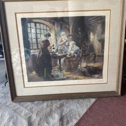 Claude-Sébastien Hugard Signed Art Vintage Original Etching Framed
