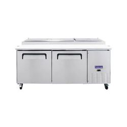 Refrigerated Pizza Prep Table with 2 solid doors 