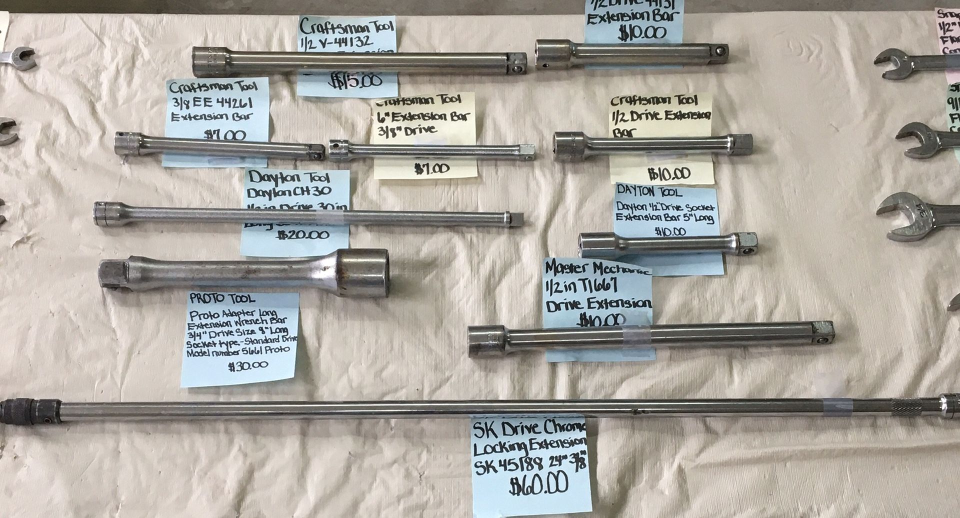 Variety of Drive Extension Bar Tools