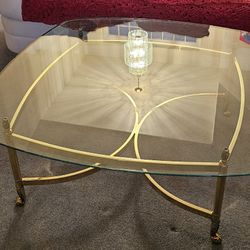 Glass And Brass Coffee Table 