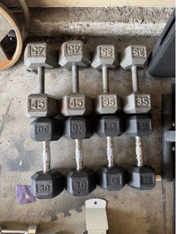 Dumbbells 45lbs 35lbs 30lbs 25lbs pairs 280lbs total
