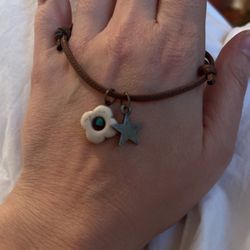 Leather Cord Charm Bracelet 