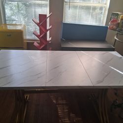 White Table With Gold Legs