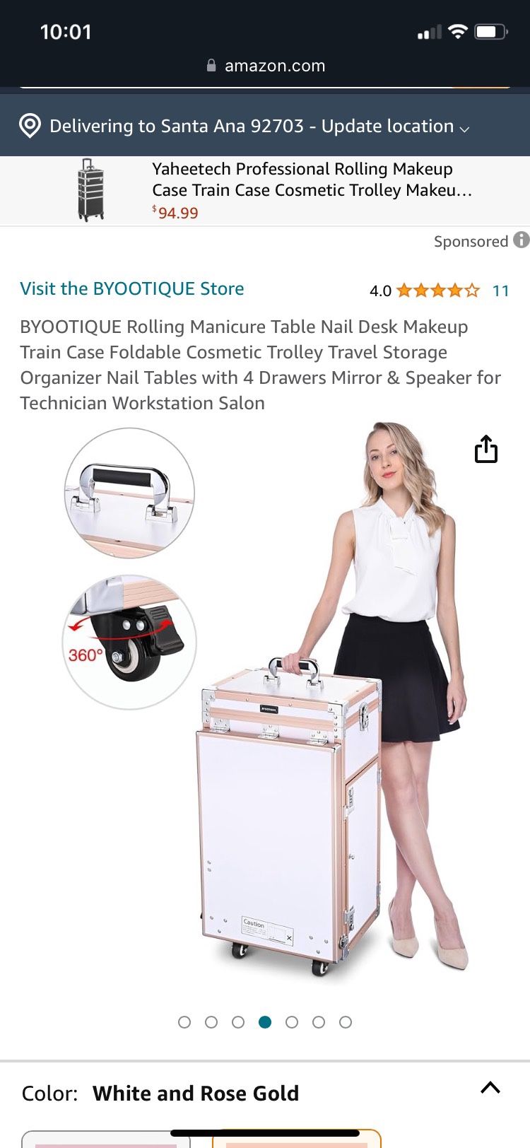 Trolley Case Makeup Train Case Nail Polish Cosmetic Organizer