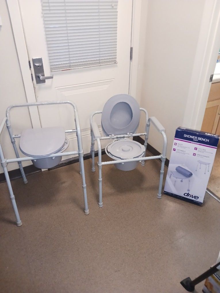 Drive Medical Commode Brand New 350 Lb Capacity Plus Drive Shower Bench Never Opened All Items Are New
