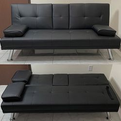 (New in box) $155 Futon Sofa Bed Convertible Folding Recliner Couch Living Room Furniture, Size 65x30x31” 