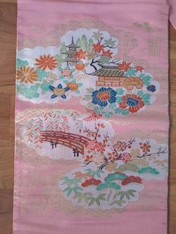 Japanese Silk Obi Kimono Waist Band Belt Vintage 123" Long