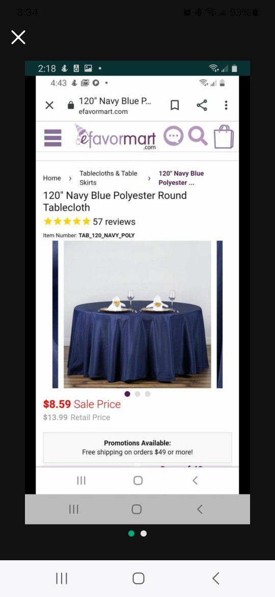 Navy Round 120 Table Cloth