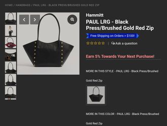 Hammitt
PAUL LRG - Black Press/Brushed Gold Red Zip  bag/purse