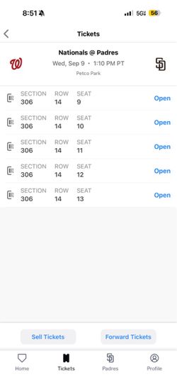 Padres vs Nationals 1:10pm Wednesday 9/9