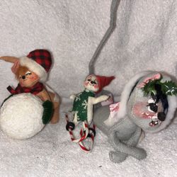 3 Annalee Mobilitee dolls featuring various holiday-themed mice $20 takes all