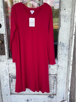 LulaRoe Size Medium Red Long Sleeve A-Line Dress NWT