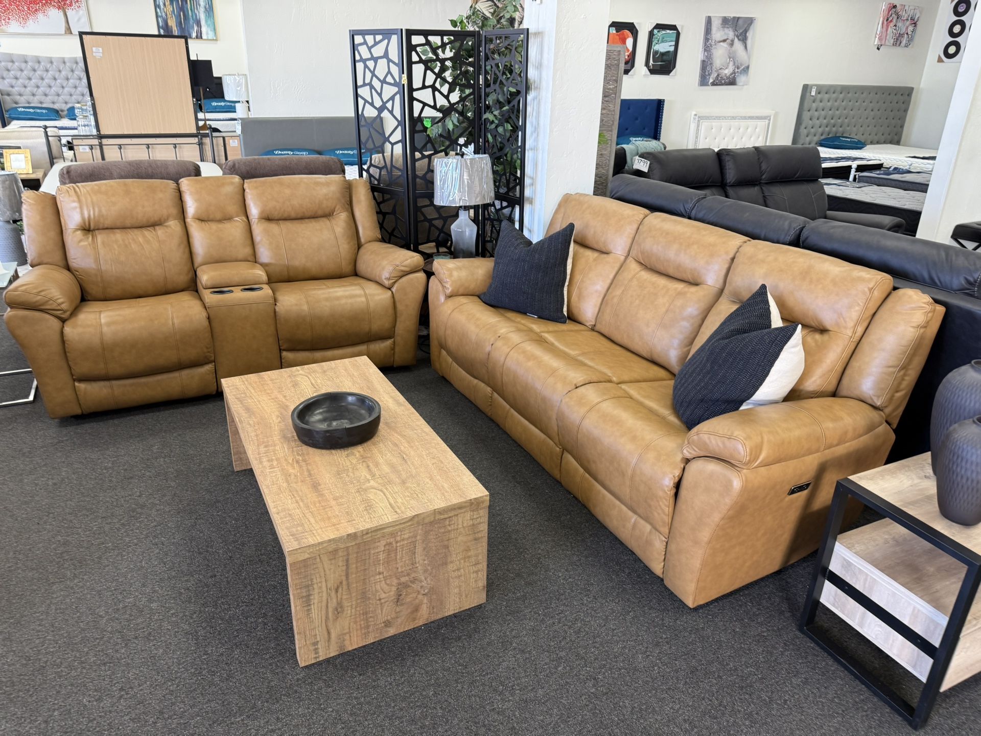 Top Grain Leather Power Reclining Sofa And Loveseat 