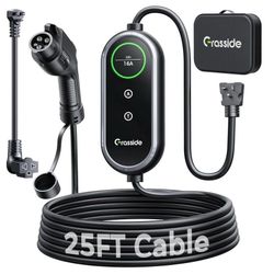 (Brand New in Box)  2026 New Level 1&2 EV Charger, 8-16Amp, 25FT Cord, J1772 EV/PHEVs NEMA 5-15P/6-20P, Portable EV Charger, Adjustable Current, 12H T