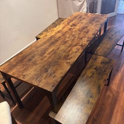 Brown and black dining table set