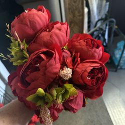 Faux Red Peonies 