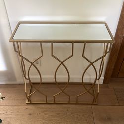 Brass Mirrored Accent Table 30.5in X 12in