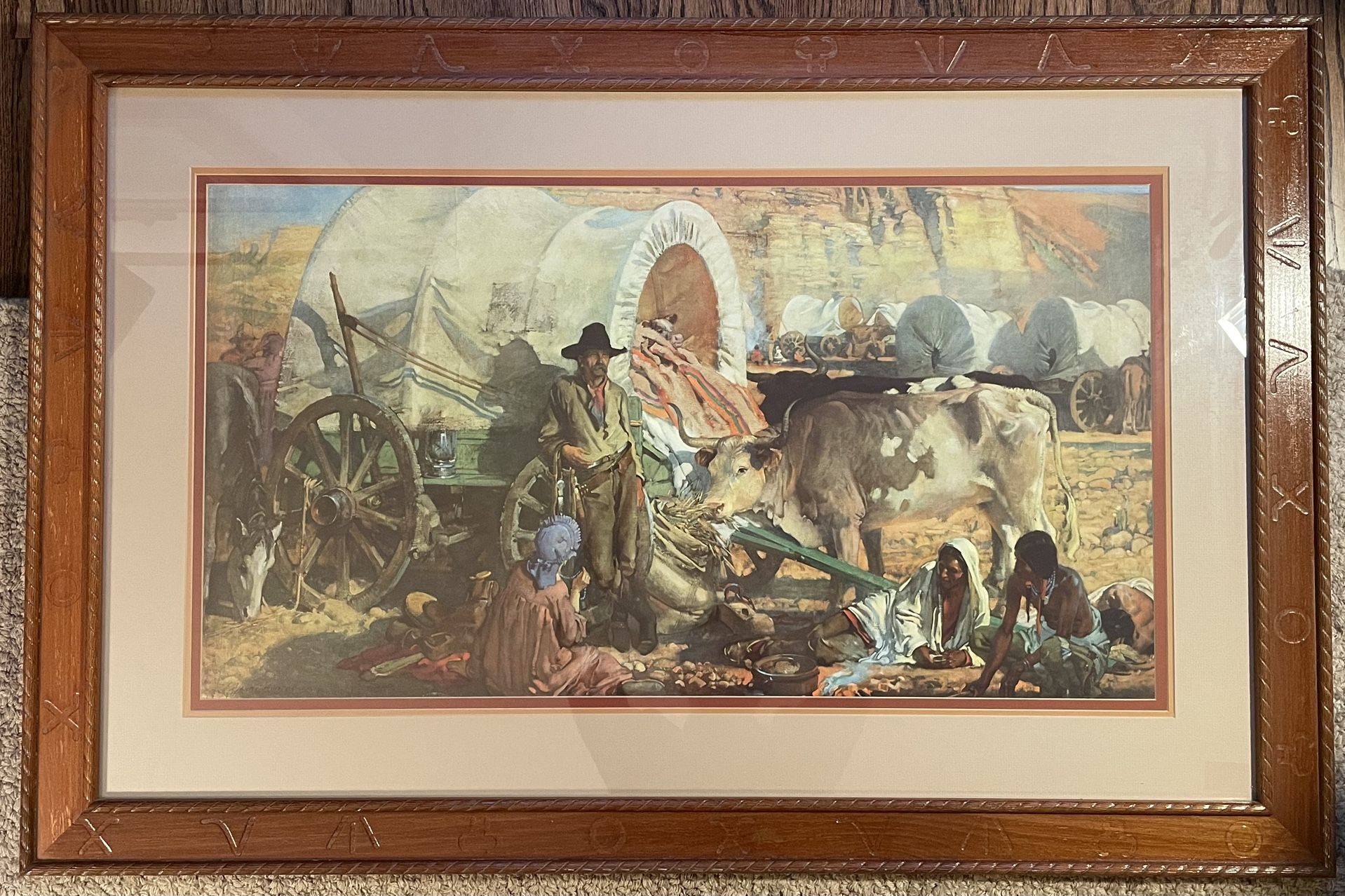 Large Framed Western Print – John Young-Hunter ‘Old Santa Fe Trail’ (1914), Rustic Western Frame